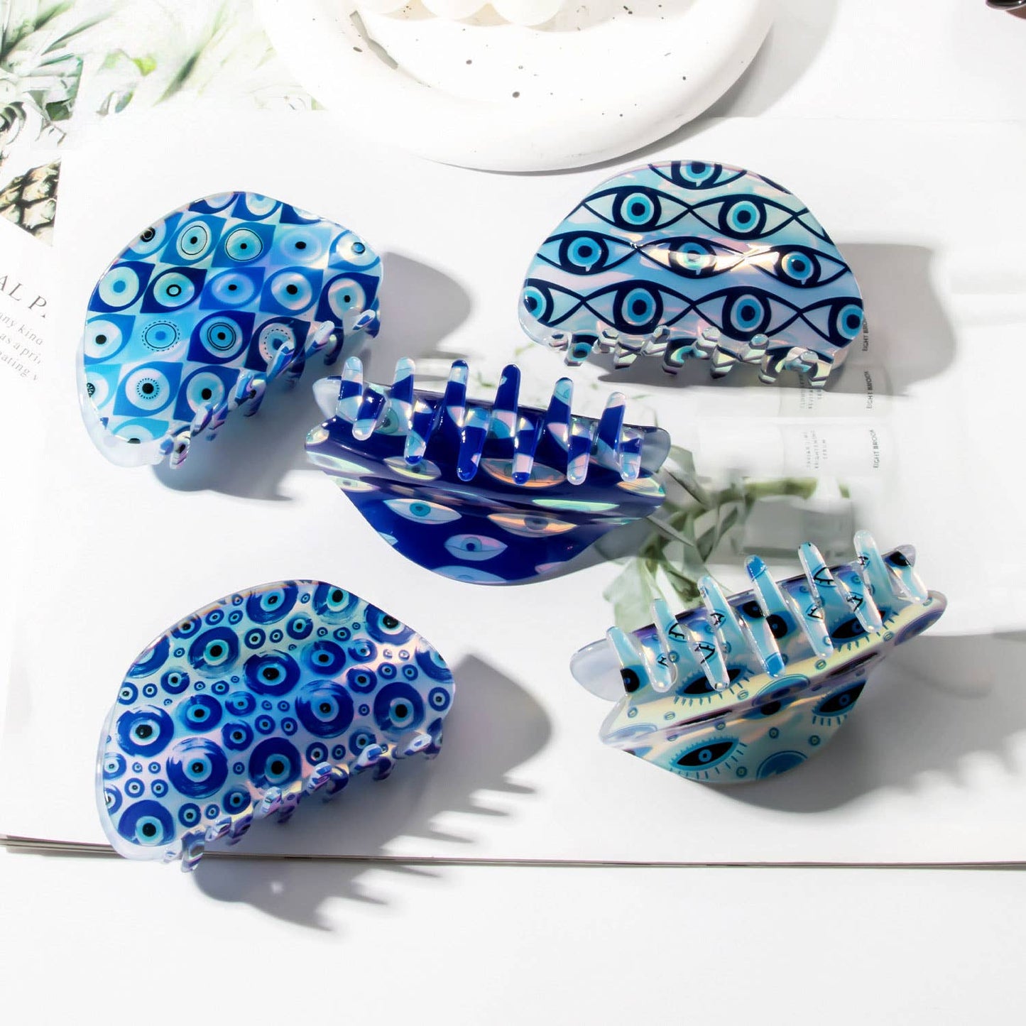 Blue Eye Print Hair Claw - Creative French Style_CWAHA0315