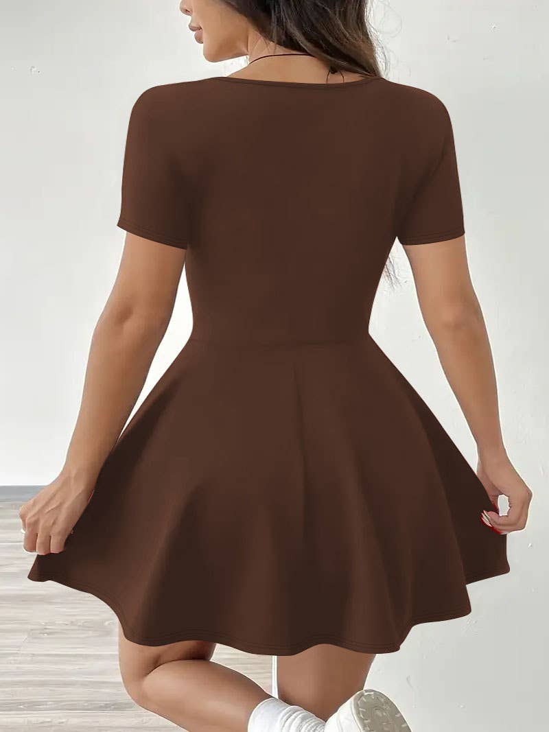 Waist-cinching dress and anti-glare shorts set