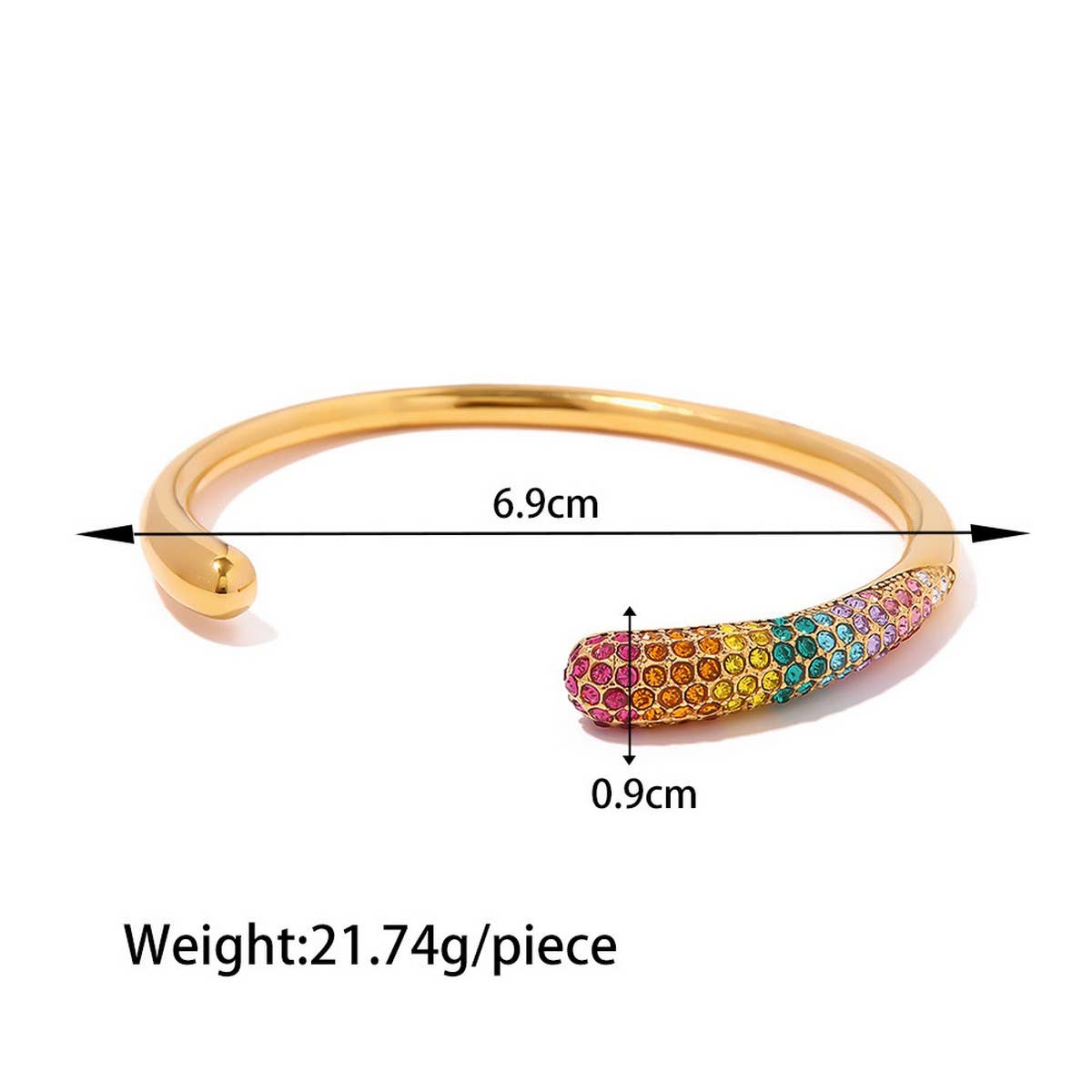 18K Gold Polished Open Cuff in Titanium_CWAJE4643