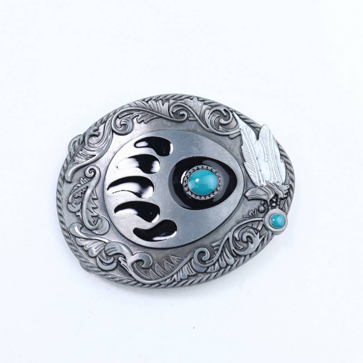 WESTERN BELT BUCKLE WITH TURQUOISE ACCENTS_CWABE0428