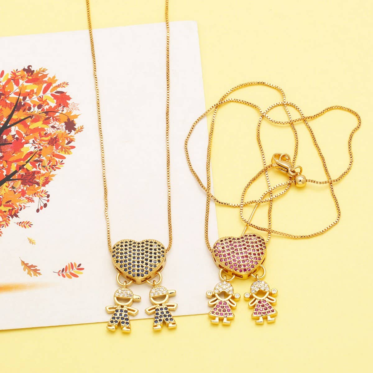 SIMPLE BOYS AND GIRL GOOD FRIENDS PENDANT NECKLACE_CWAJE0891