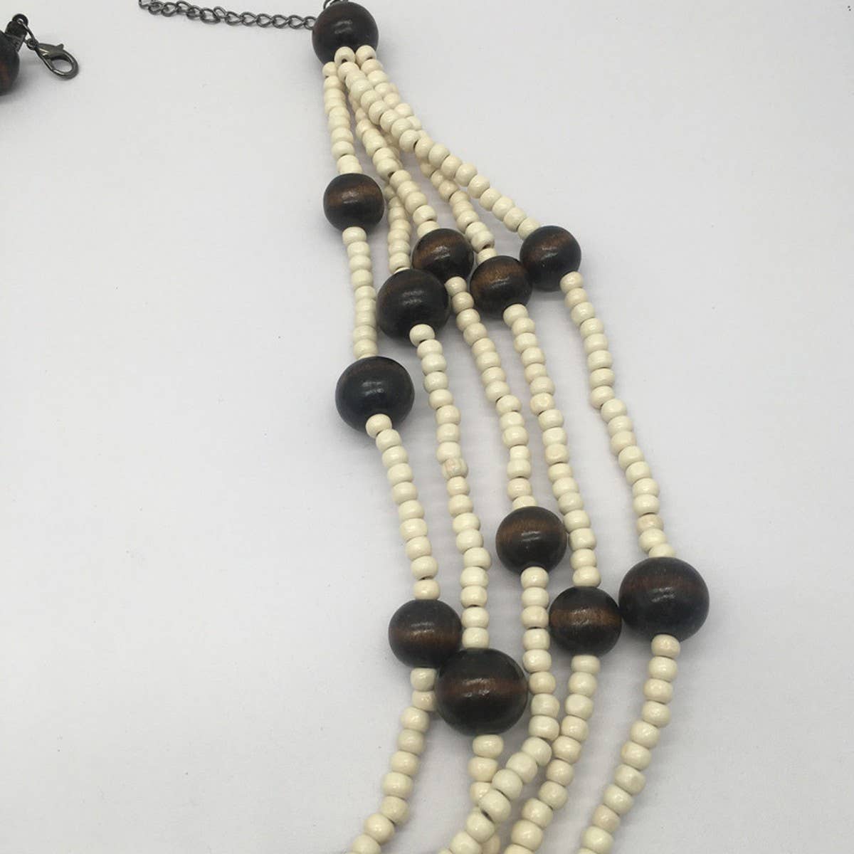 MULTI-LAYERED WOODEN BEAD BOHEMIAN NECKLACE