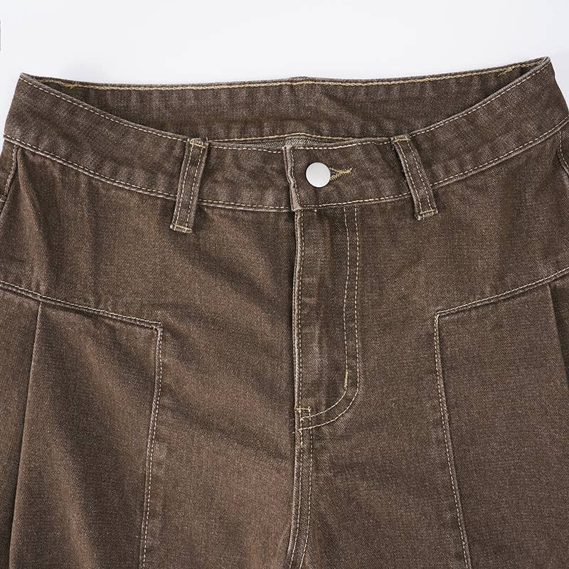 Maillard distressed loose-cut straight-leg jeans