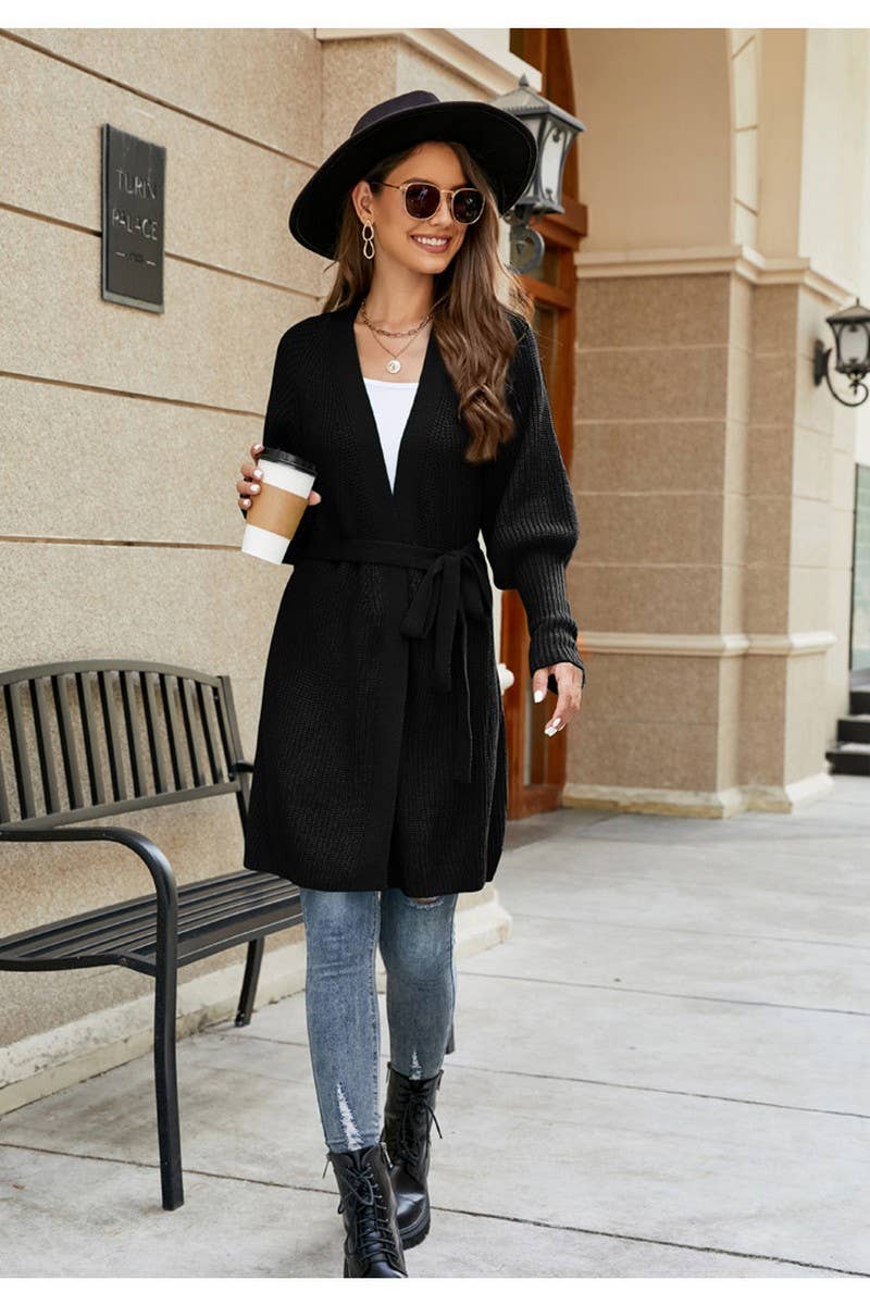 CWOCAL0760_SOLID COLOR LONG KNITTED CARDIGAN WITH TIES