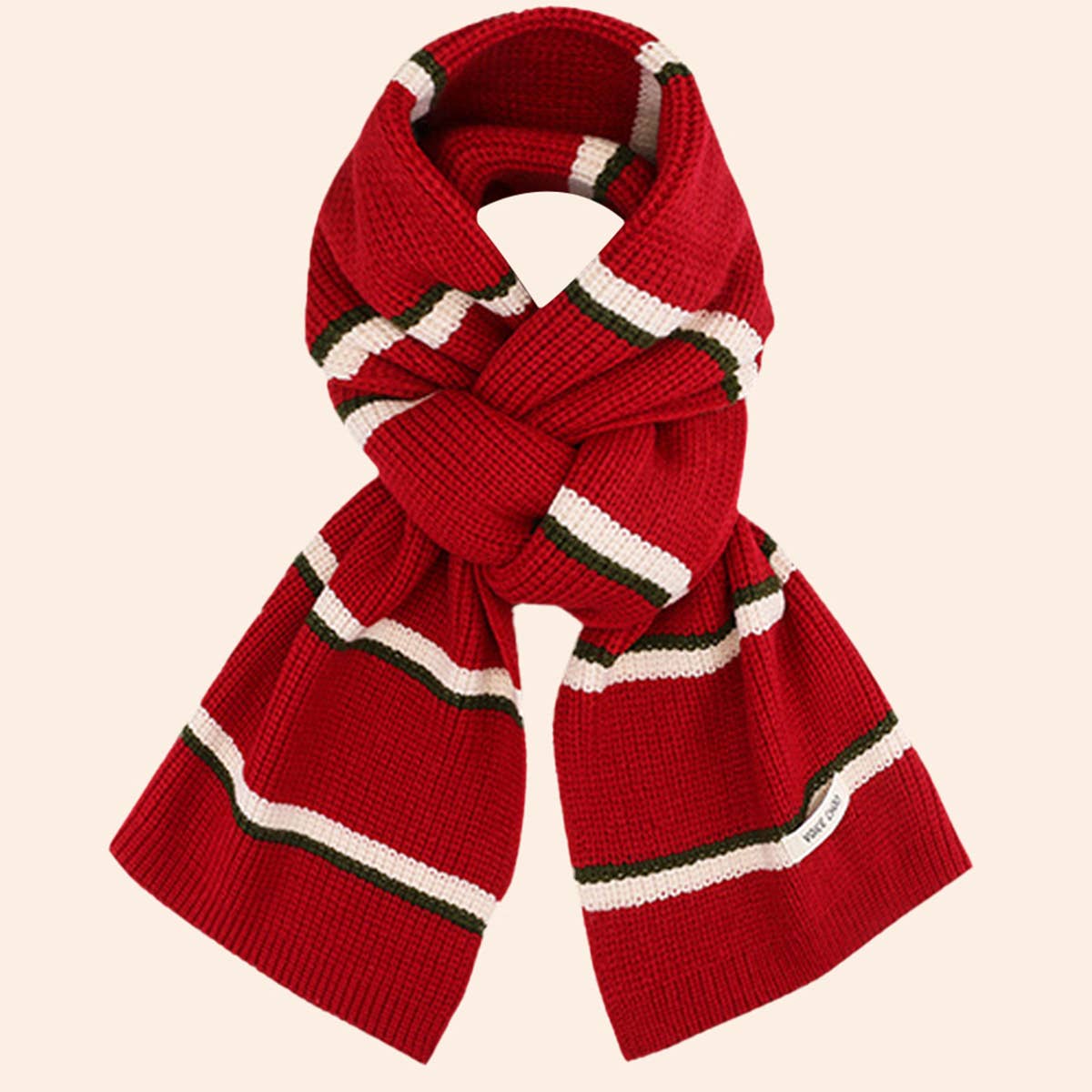 Red Knit Christmas Scarf - Faux Cashmere Reindeer_CWASC0127