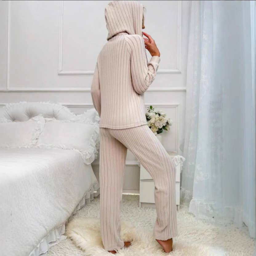 PIT WOOLEN HOODED TOP FASHION TROUSERS HOME SUIT