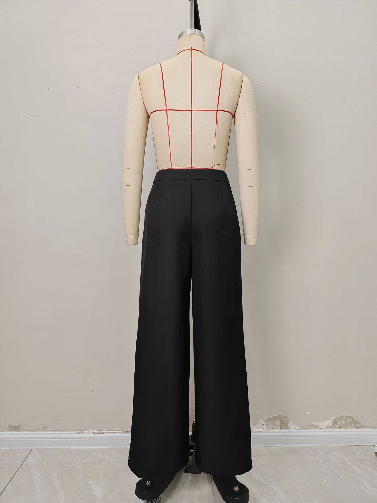 High-waisted straight-cut casual trousers