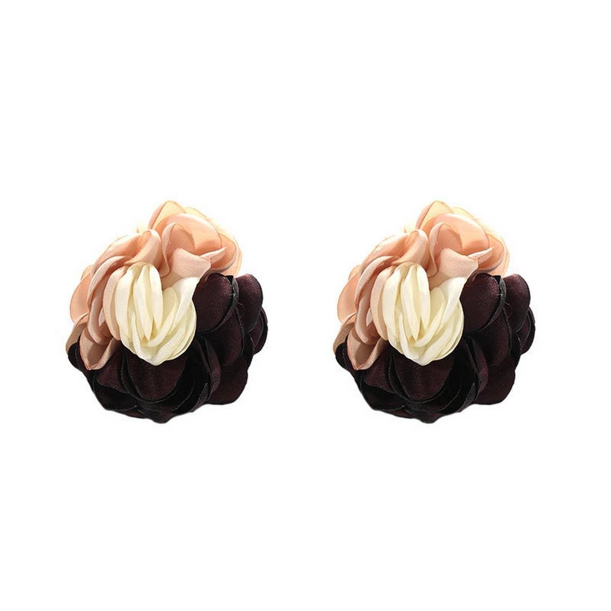 Colorblock Fabric Flower Stud Trendy Earrings