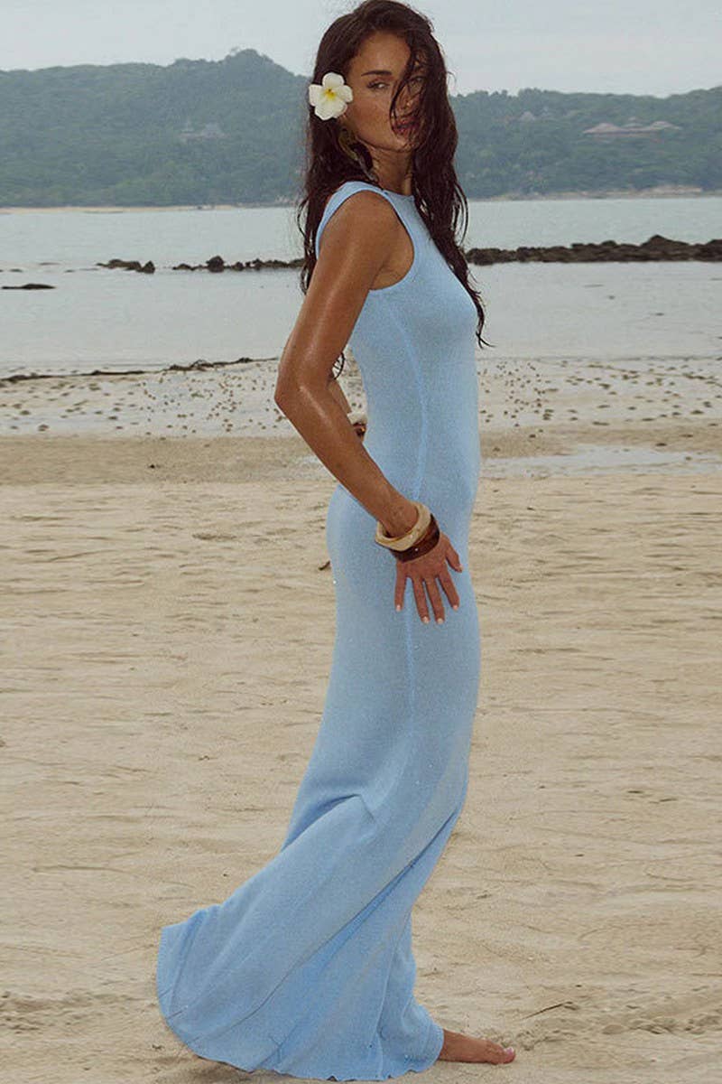 CWDMD4740_BACKLESS TIGHT SEQUINED BEACH LONG DRESS