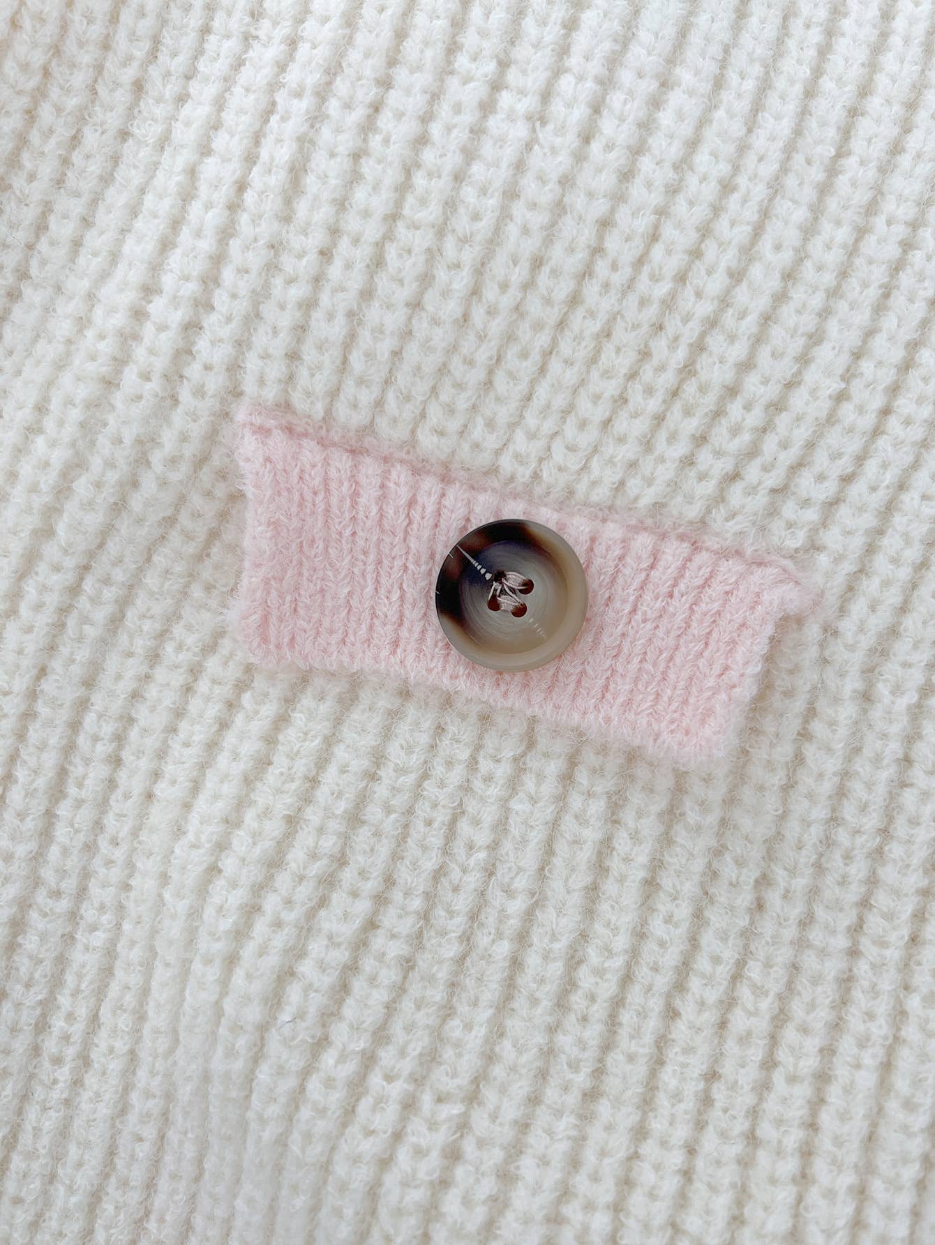 V-NECK FAKE POCKET SWEATER SOLID COLOR CARDIGAN