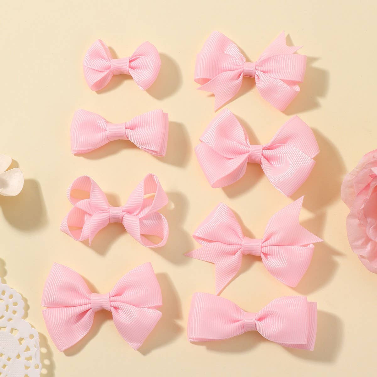 Handmade Ribbon Bow Hair Clips for Babies