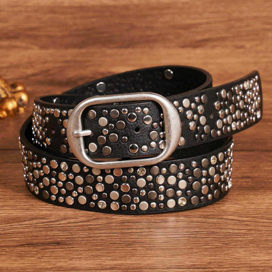 PUNK STREET HEAVY METAL CLAW STUD DIAMOND BELT_CWMM3932