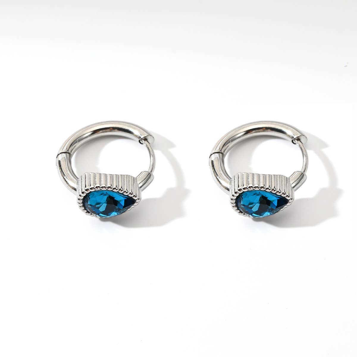 Unique Stainless Steel Heart Earrings with CZ