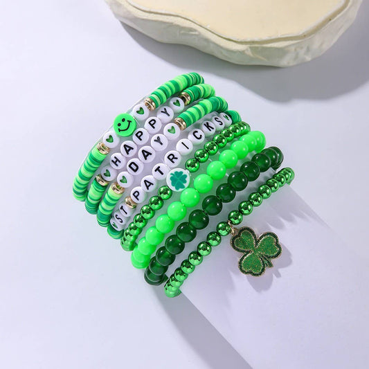 ST. PATRICK'S DAY BEADED LUCKY BRACELET SET_CWMM3503