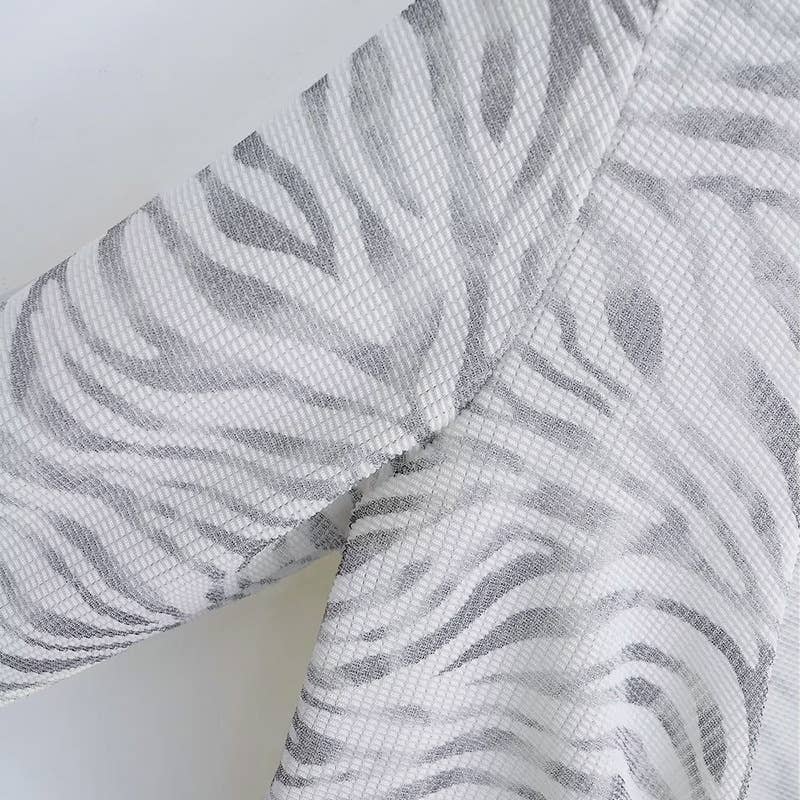 Sexy Zebra Print V-Neck Tie Front Open Cardigan