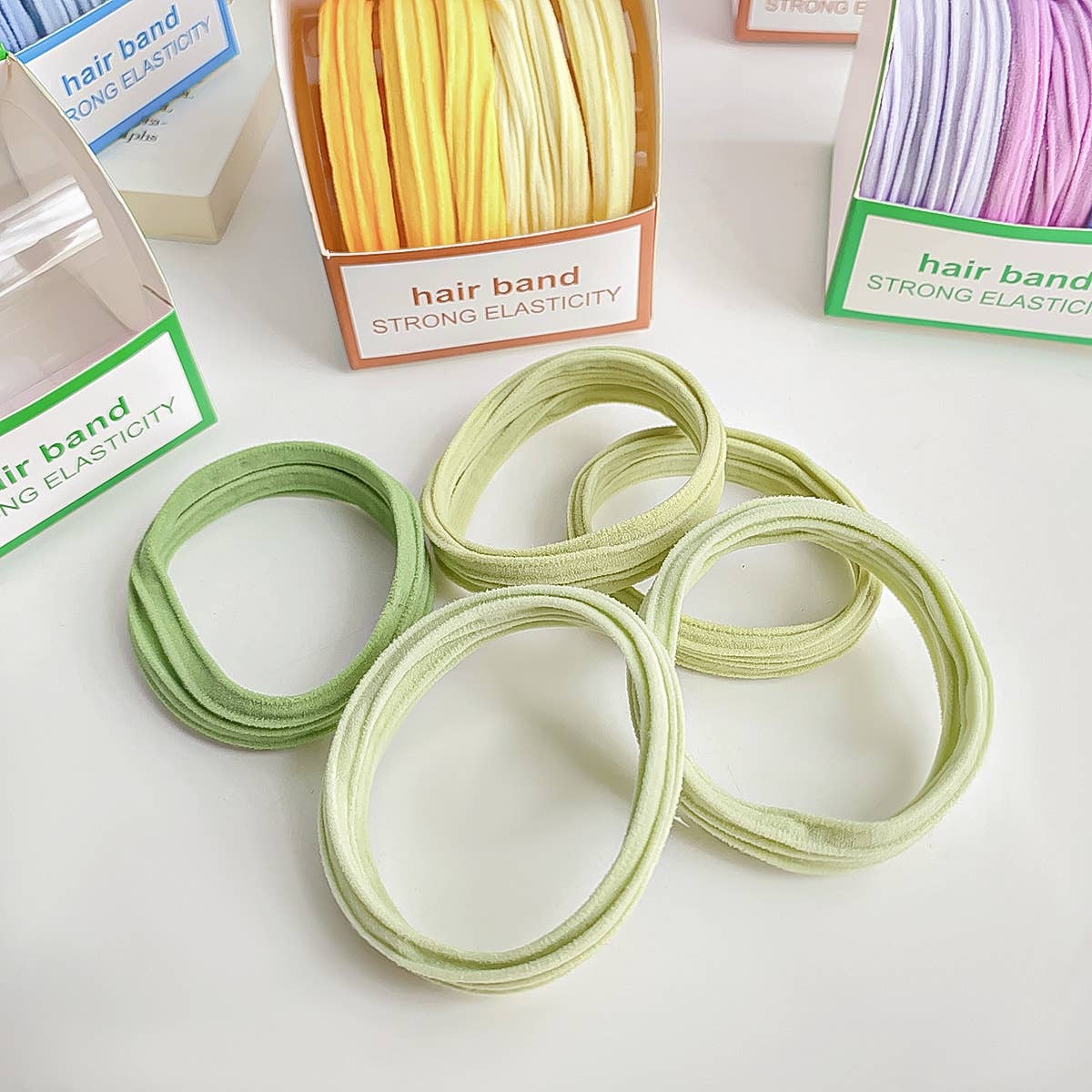 Five high-elasticity thick candy-color hair ties