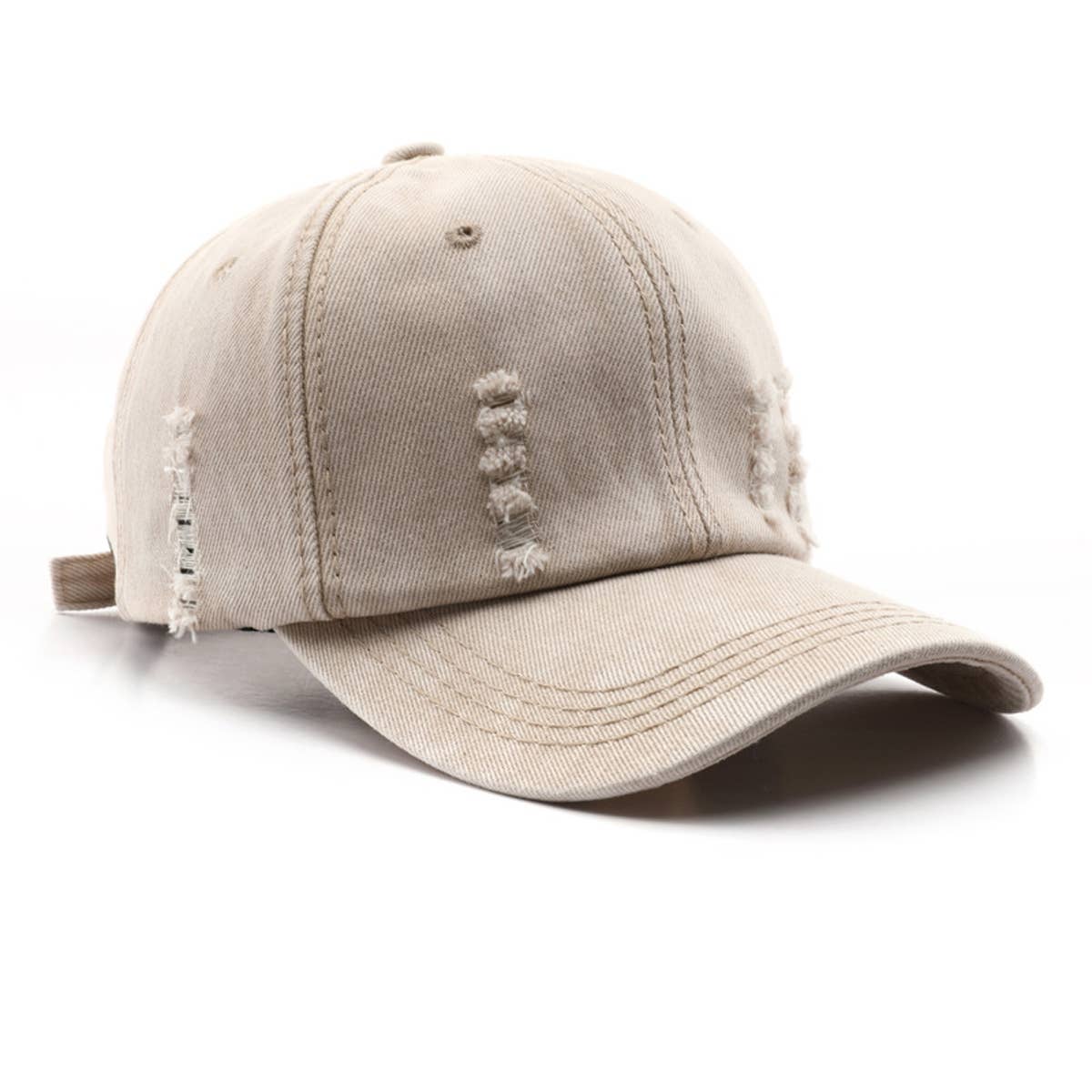 Vintage Washed Distressed Denim Baseball Cap_CWAH0896