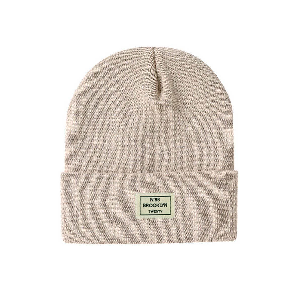 CWAH04350_LETTER PATCH KNIT BEANIE HAT UNISEX