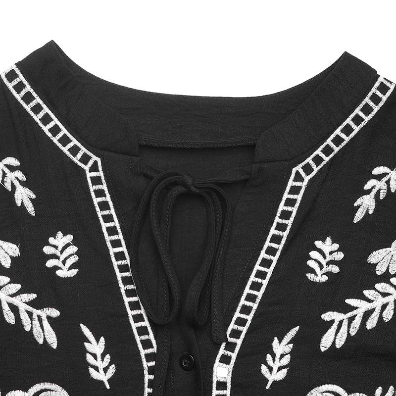 Ethnic style loose five-minute sleeve dress