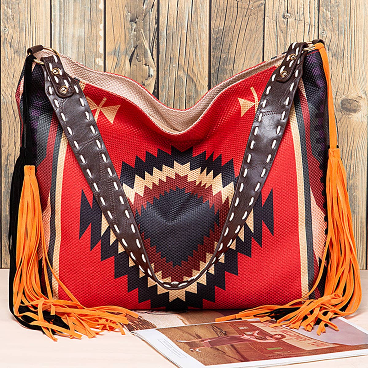 WOMEN CANVAS ETHNIC TRAVEL TASSEL BAGS_CWAB0560