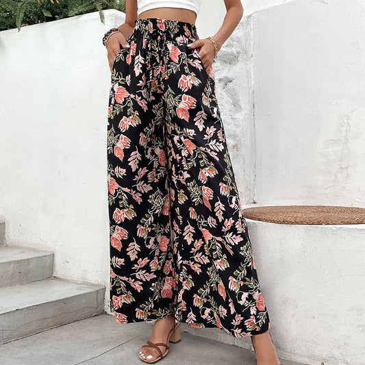 Printed flared wide-leg pants