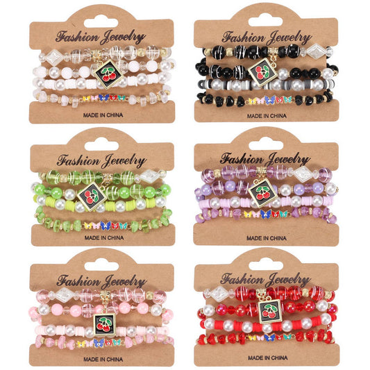 CHERRY BUTTERFLY CHARM LAYERED BRACELET_CWAJE2227