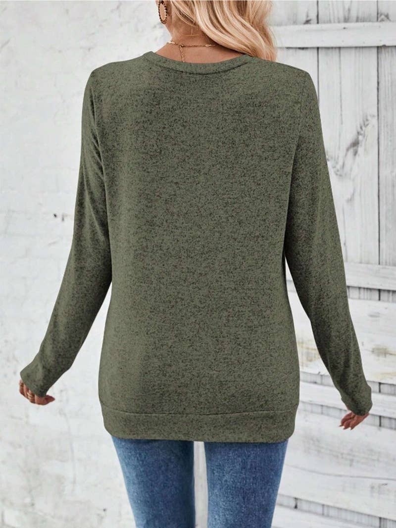 SOLID COLOR LONG-SLEEVED CUT-OUT CASUAL SHIRT