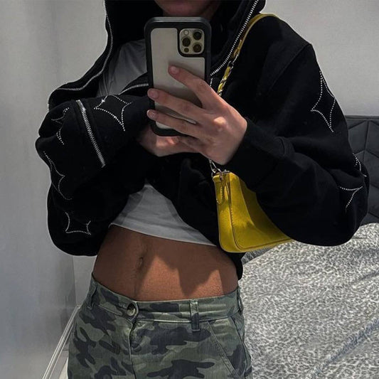 LONG SLEEVE GOTHIC JACKET WITH GOLD STAR ZIPPER