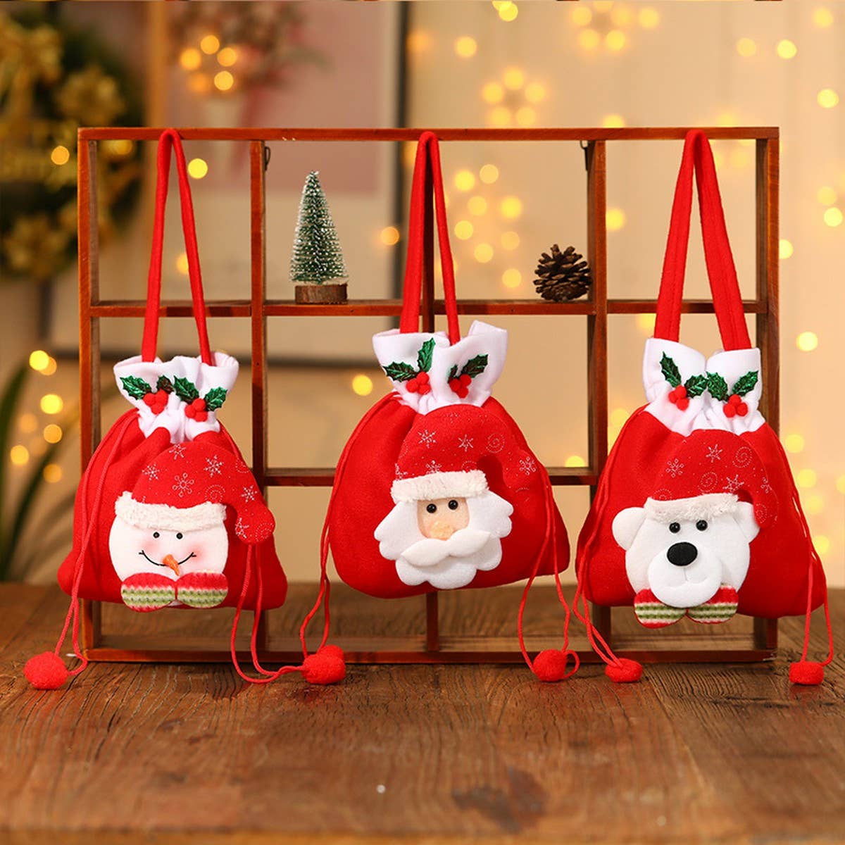 CHRISTMAS BRUSHED CLOTH CANDY TOTE BAG GIFT BAG