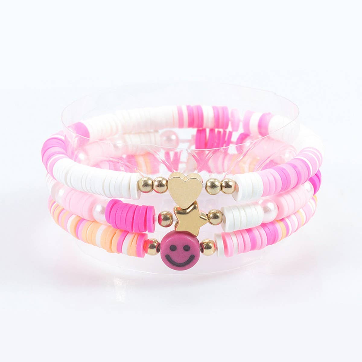 5PCS SMILING FACE LETTER BEAD BRACELET SET_CWMM0537