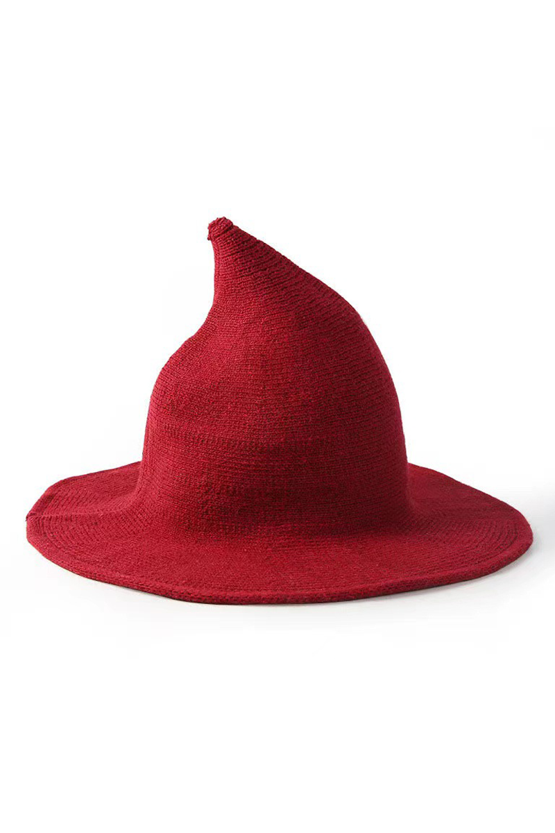 Halloween Knit Witch Hat, Wide Brim Pointed Top_CWAH0616