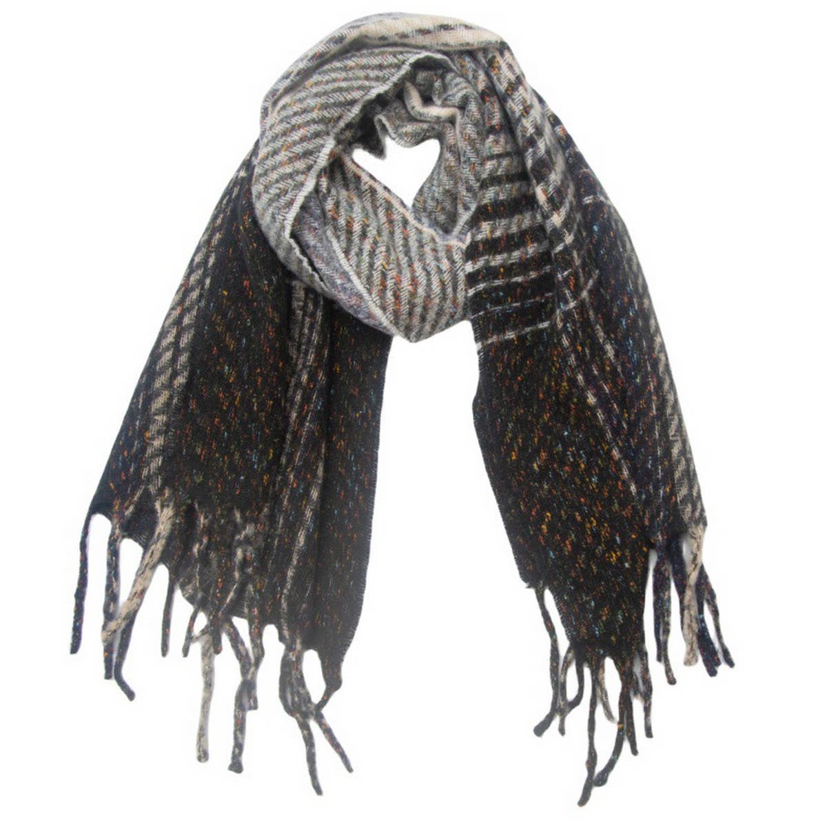Gradient Fringe Scarf ? Fall/Winter Jacquard Wrap