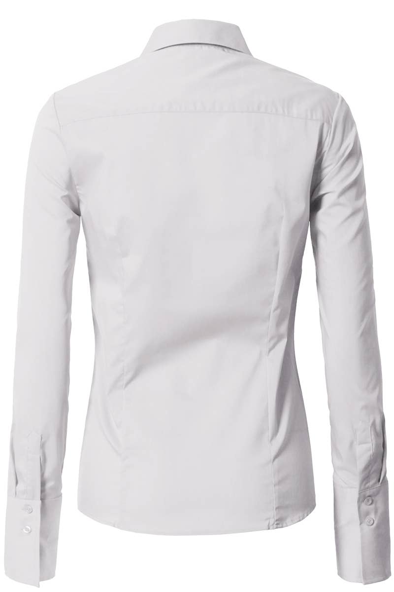 LADIES CASUAL LONG SLEEVE BUTTON UP SHIRT_CWTDSL027