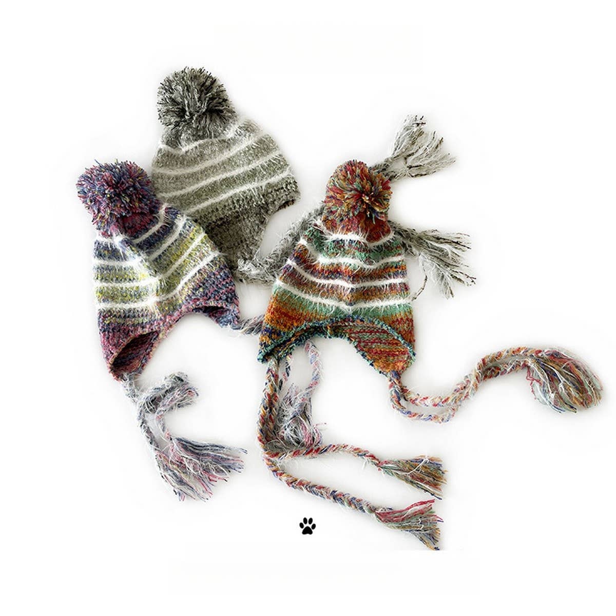 SWEET MIXED COLOR EARMUFFS KNITTED HAT_CWAH2049