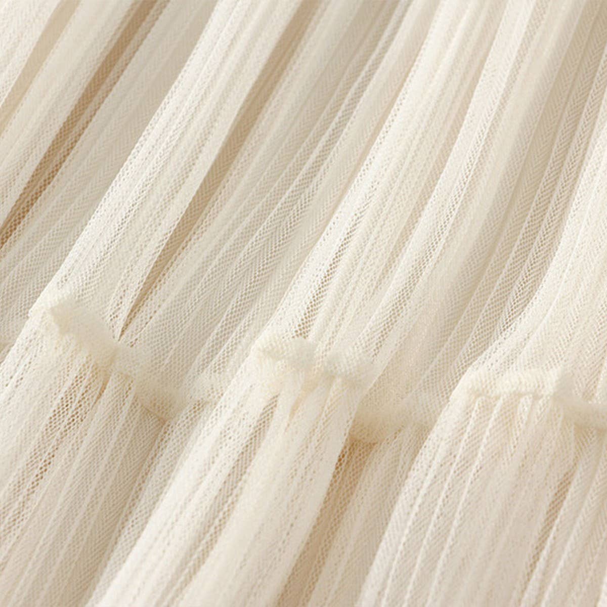 Tulle Lace Trim Pleated Cake Fairy Maxi Skirt