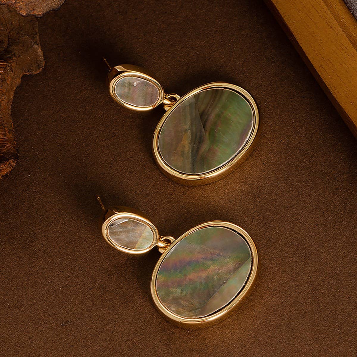 RETRO PERSONALITY NATURAL ABALONE EARRINGS_CWMM4297