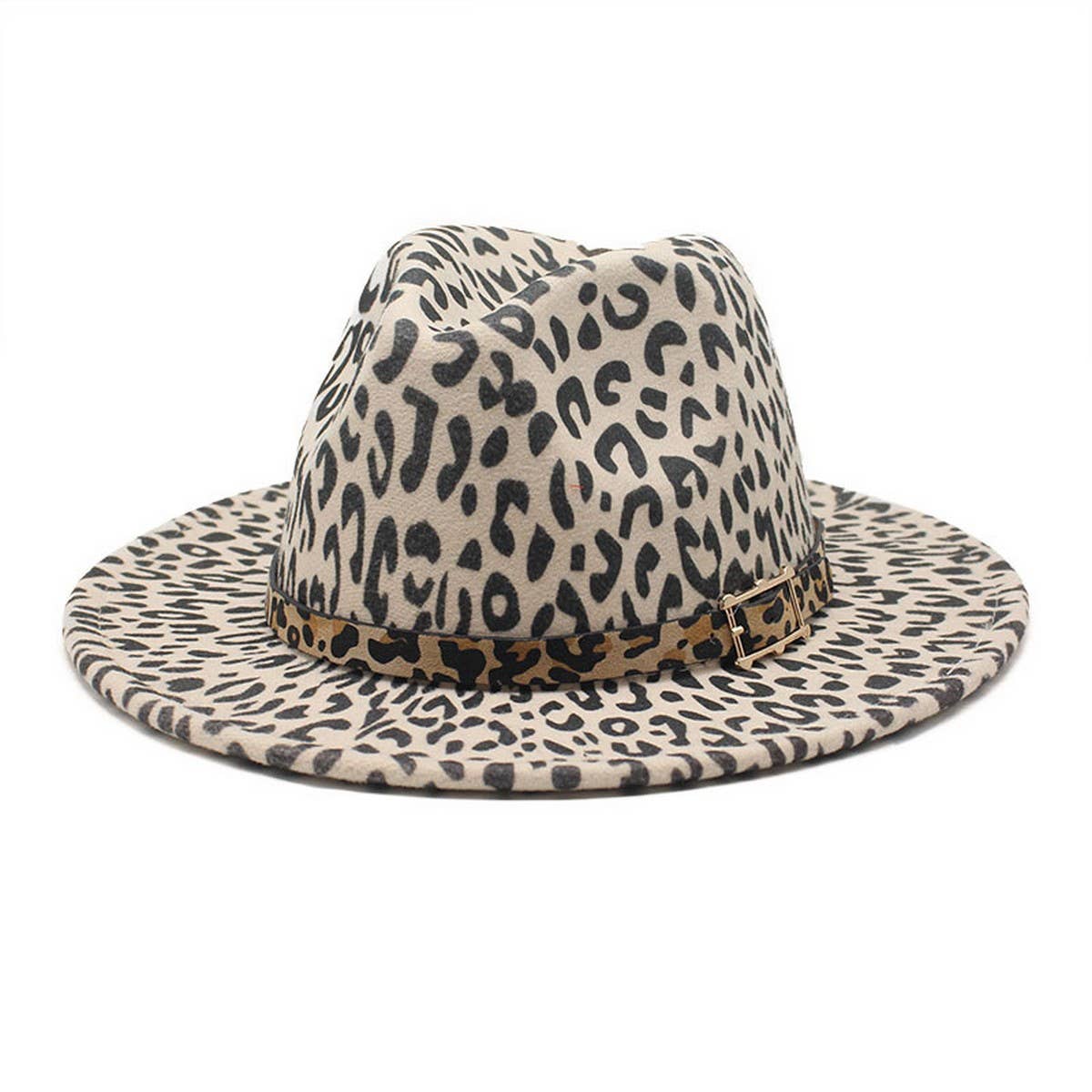 LEOPARD PRINT WOOLEN HAT AND LEOPARD PRINT BELT_CWAH2557