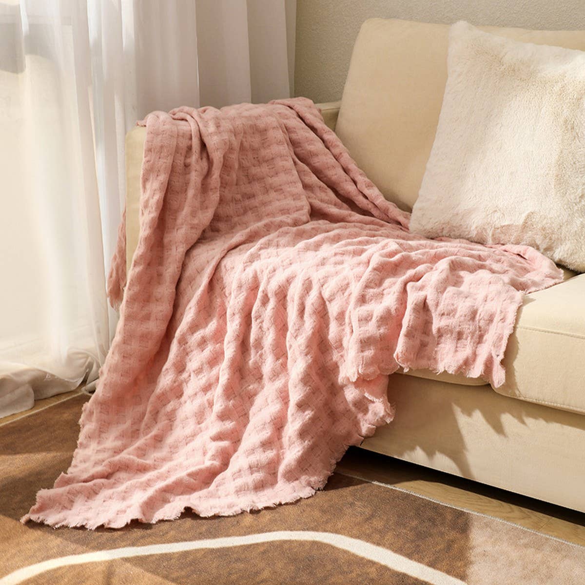 KNITTED WEIGHTED THROW BLANKET FOR COUCH