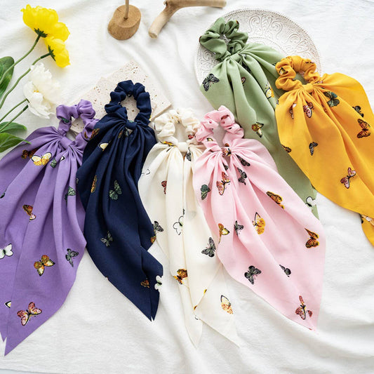 NEW CHIFFON BUTTERFLY PATTERN BOW HAIR TIE_CWAHA1090
