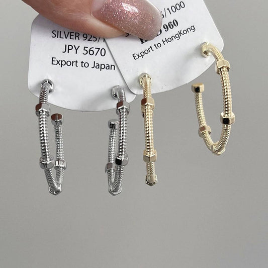 PERSONALIZED SCREW CAP, CURVED EARRINGS_CWAJE1453