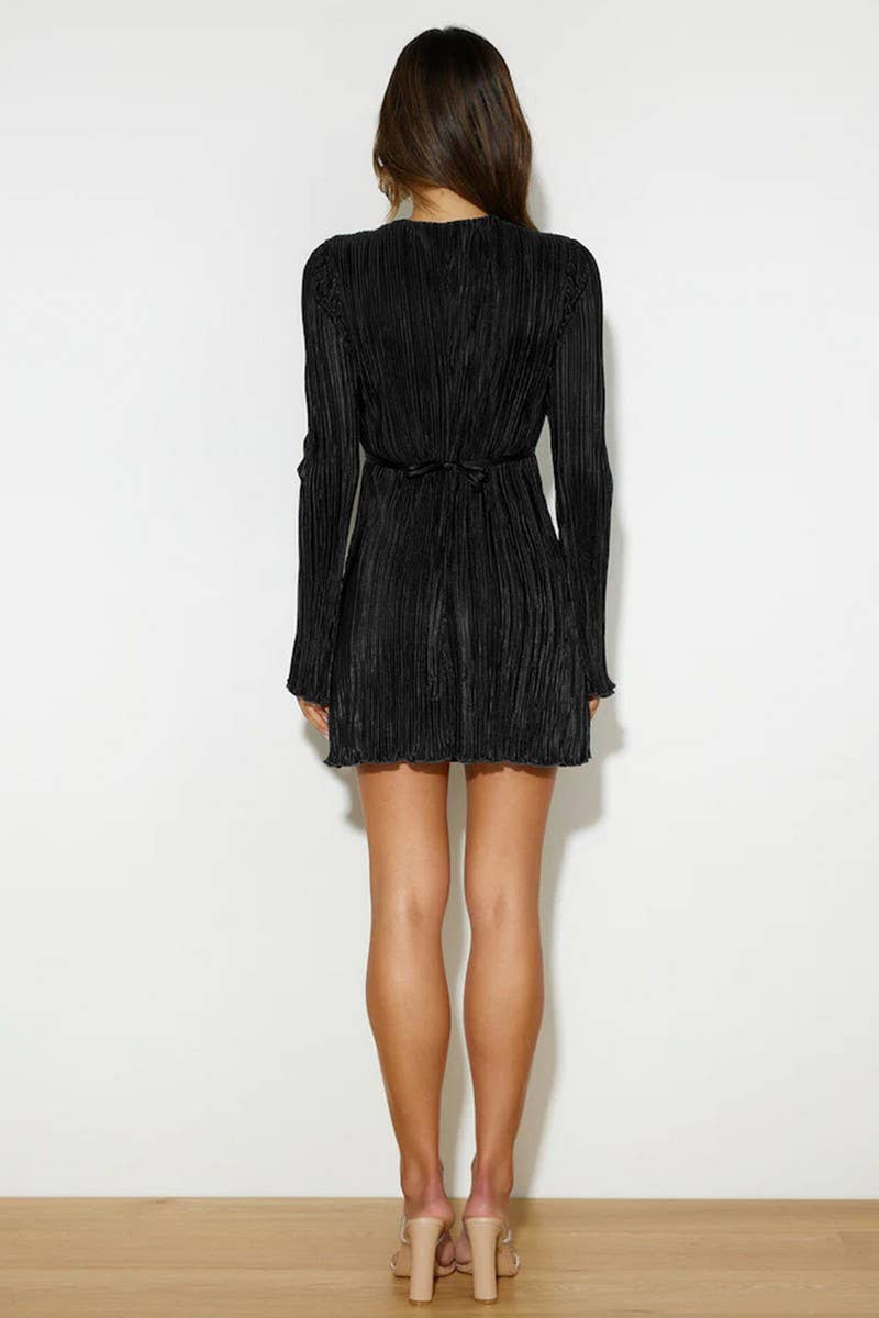 SLIM FITTING FRENULUM FLARED SLEEVE GLITTER SKIRT_CWDSD2842