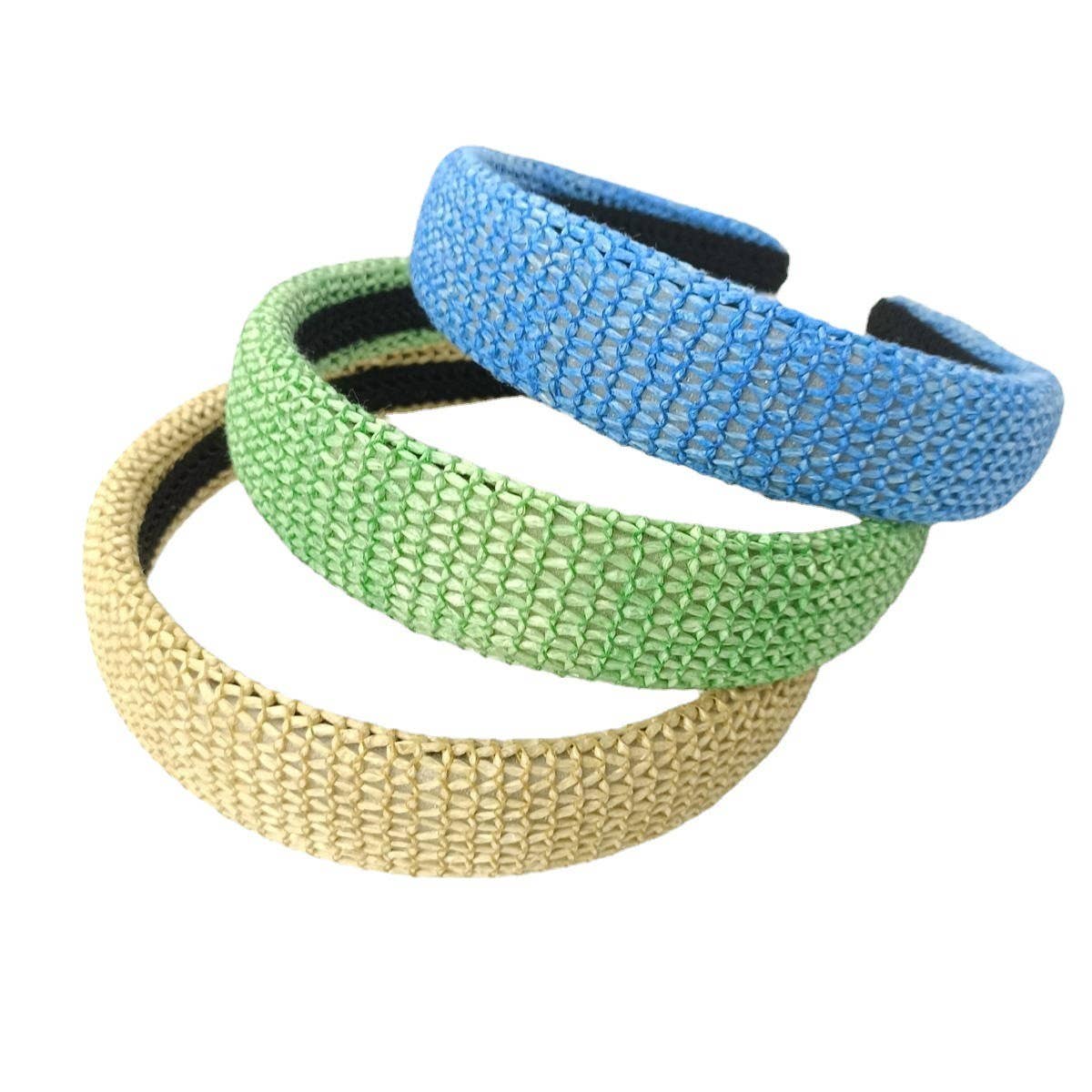 Boho Colorful PP Raffia Padded Crown Headband_CWAHA6324