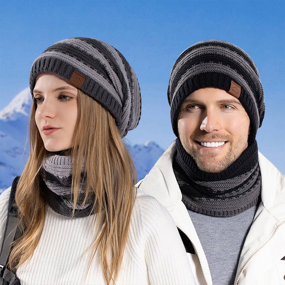 WARM FLEECE HAT AND SCARF TWO PIECE SET