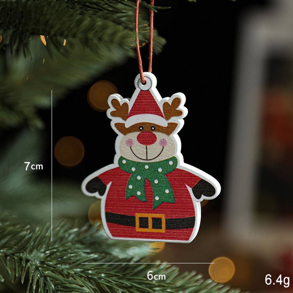 Colorful Wooden Santa Snowflake Tree Ornament