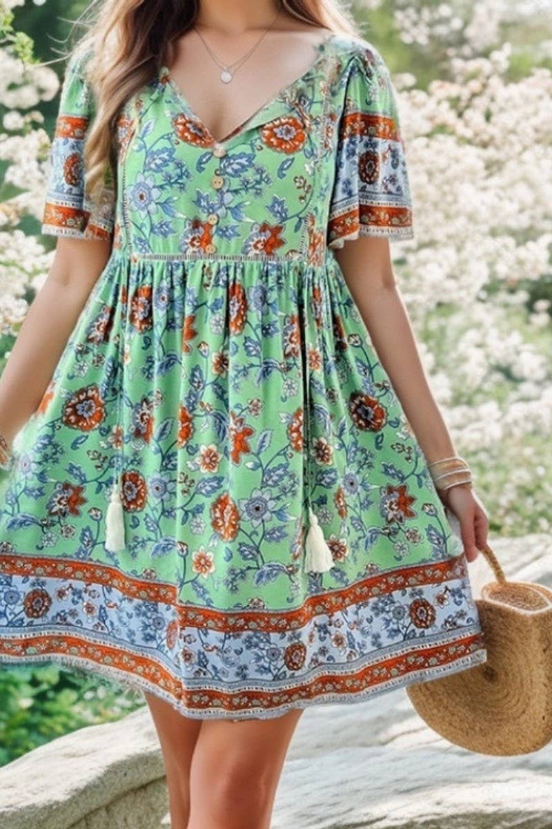 CWDSD8230_SPRING AND SUMMER LEISURE RESORT PRINT DRESS