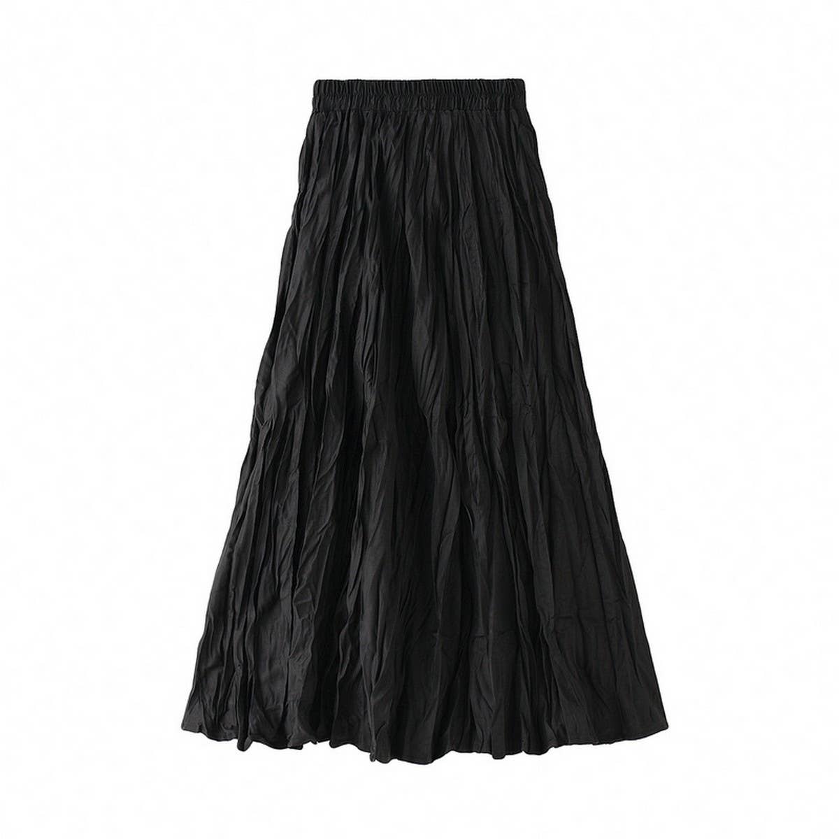 Ruched Pleated A-Line Midi Skirt