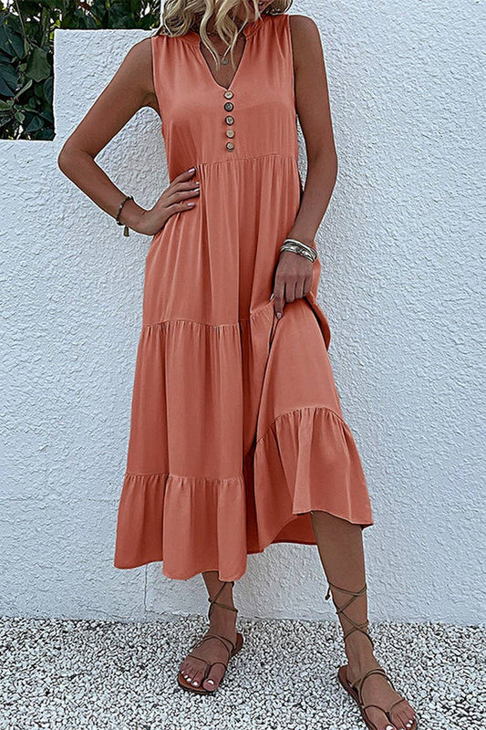 SLEEVELESS LOOSE CASUAL SOLID COLOR DRESS_CWDSD2822