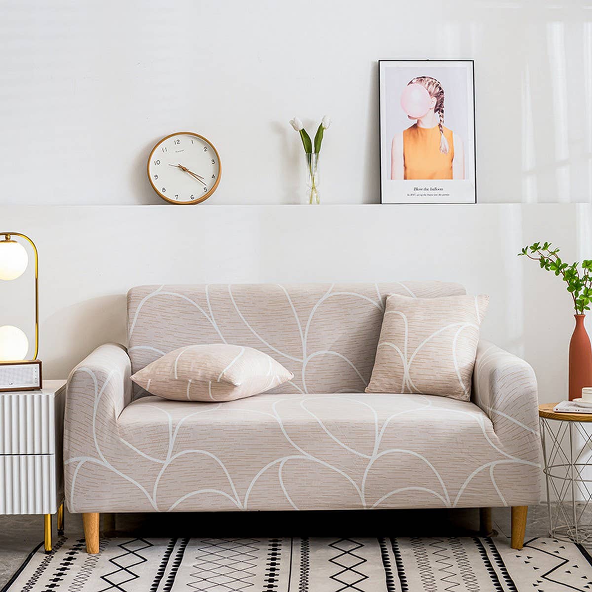 Nordic Style Sofa Cover, Stretch & Non-Slip Fit_CWMM8310