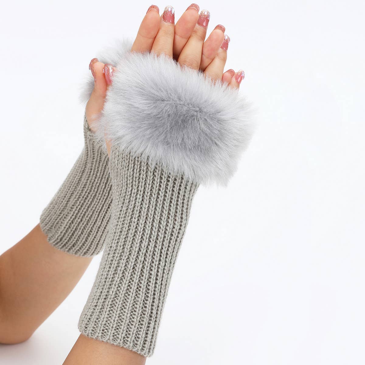 KNITTED THERMAL FINGERLESS GLOVES ARM GLOVES_CWAG0108