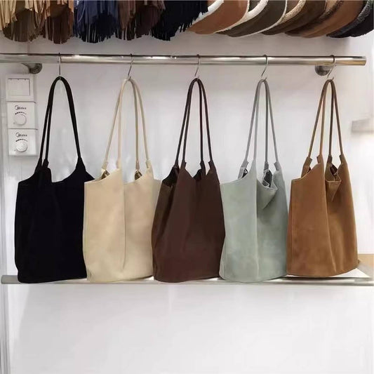 Vintage Faux Suede Tote?Soft &Spacious Shoulder Bag_CWAB4107